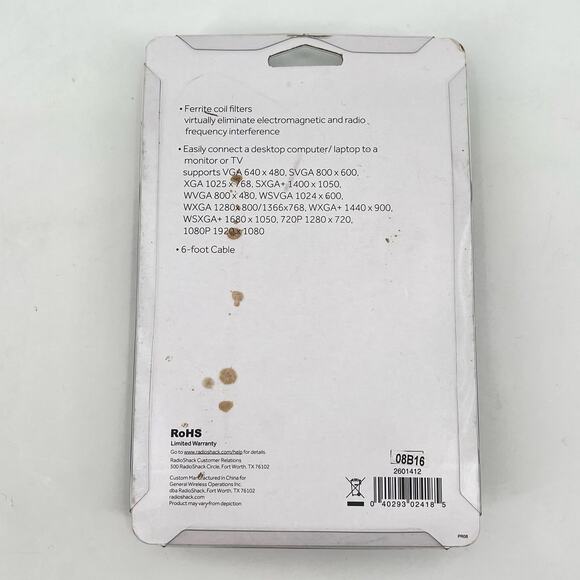 Radio Shack GigaWare SVGA 6' Monitor Cable PC or MAC to TV Ferrite Coil Filters - Picture 3 of 8